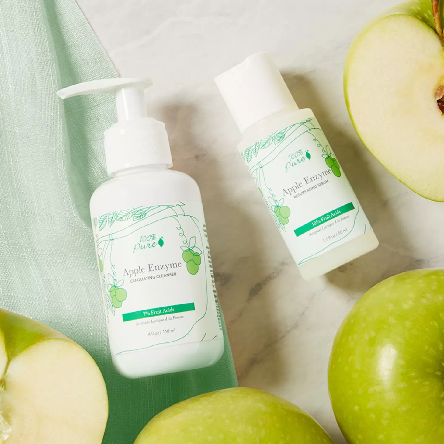 Cheap 100% PURE 7% Fruit Acids Apple Enzyme Exfoliating Cleanser